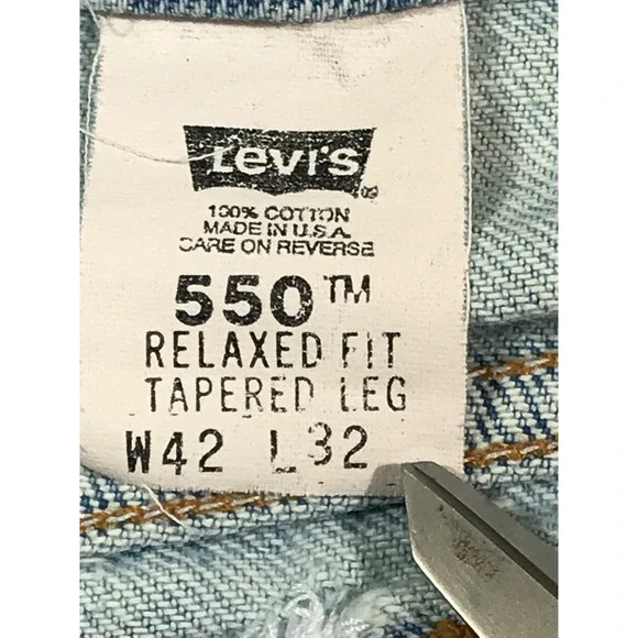 Vintage Levis Orange Tab Jeans Mens 42x32 Light Blue Relaxed Tapered Made In USA - Picture 8 of 12